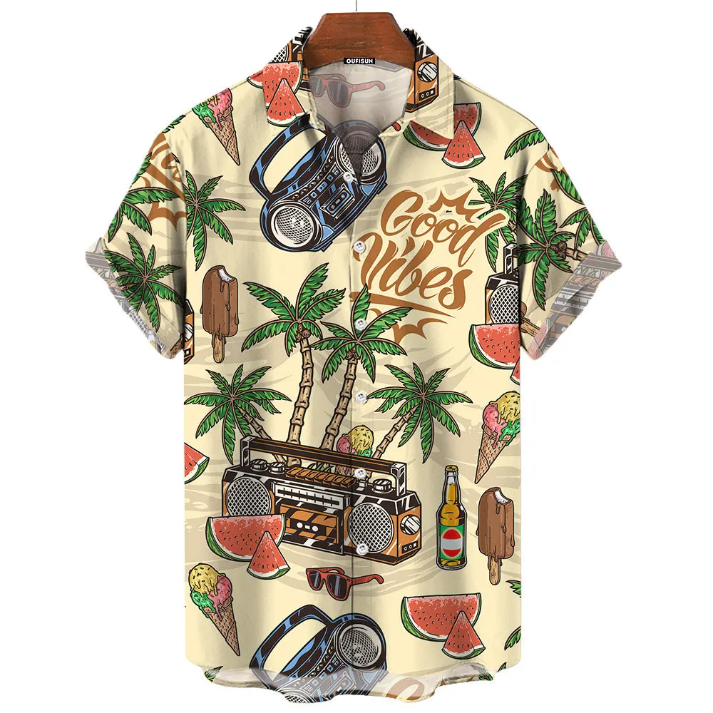 Vintage Hawaiian Floral Shirt - Camisa Havaiana Masculina Retrô de Verão,