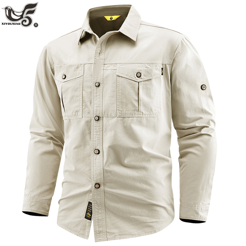 Tactical Military Shirt Cargo - Camisas militares de negócios para homens,