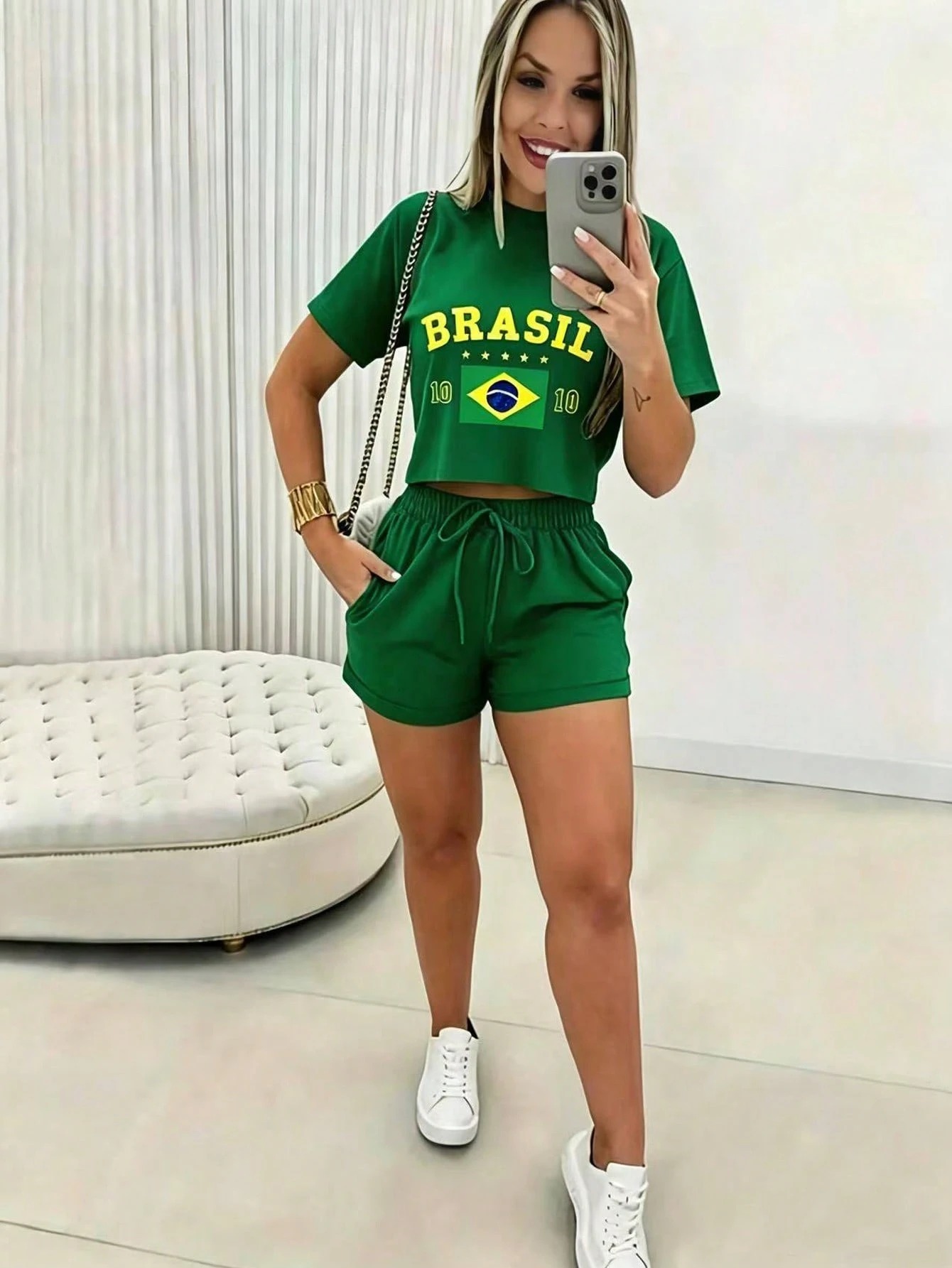 T-Shirts - Conjunto Feminino de Manga Curta 2026:
