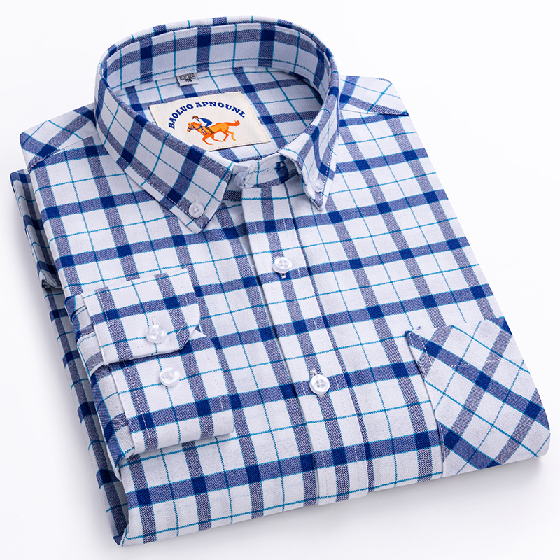 Oxford Cotton Casual Shirt Business - Camisa nova tamanho grande 5XL, manga