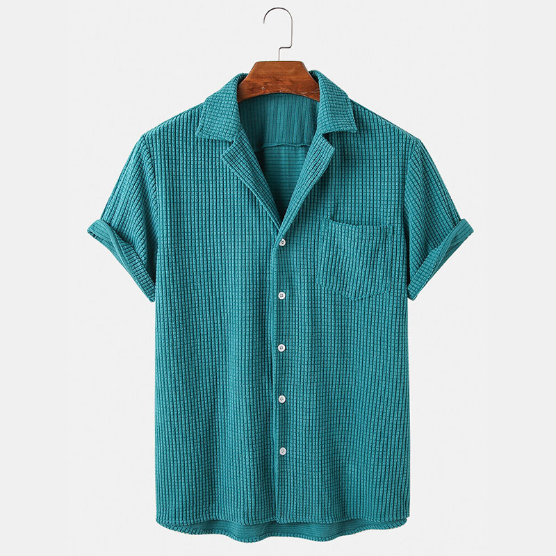 Corduroy Button Up Shirt Men - Roupas de verão masculinas de luxo