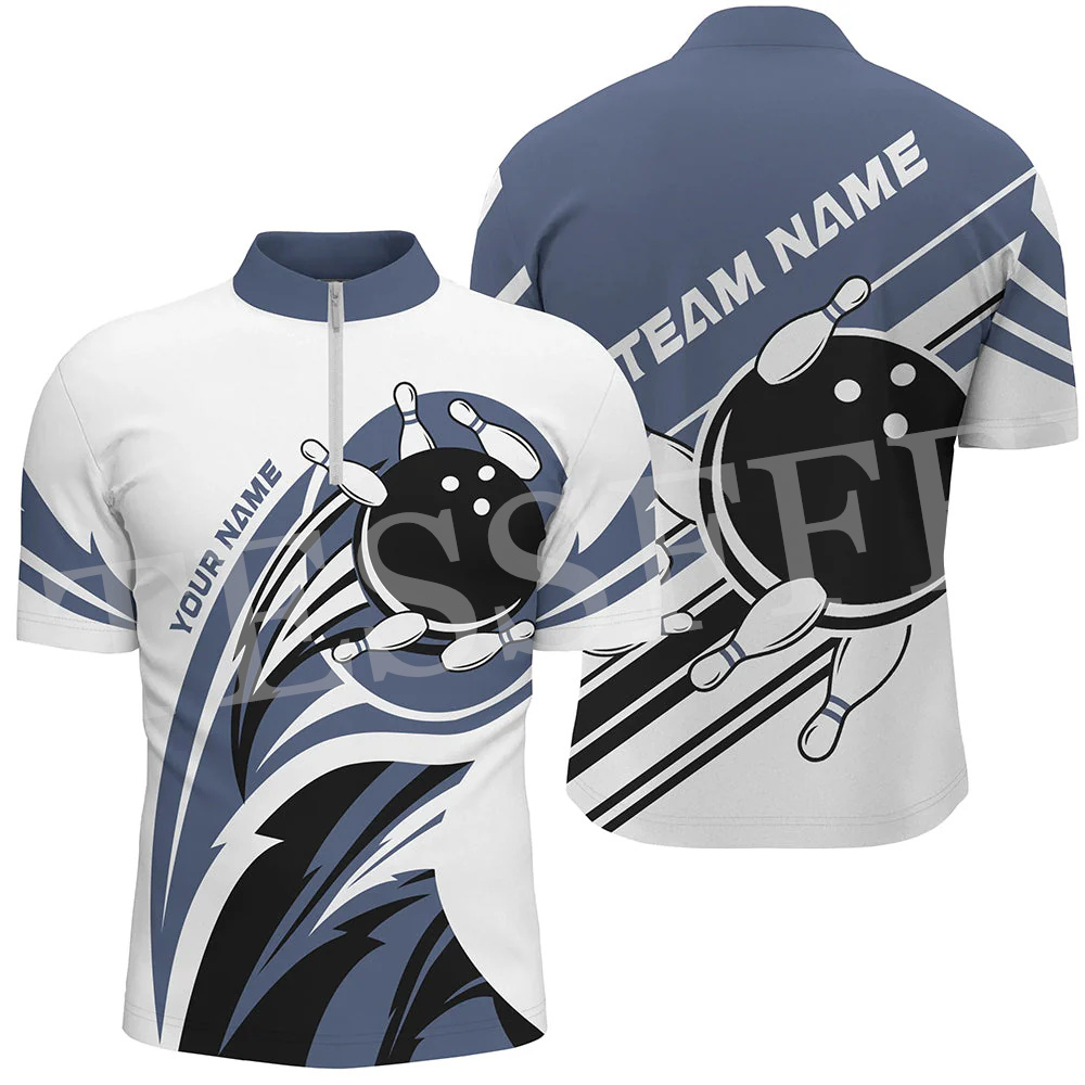 Short Sleeve Bowling Shirt Retro - Nome personalizado Polo Shirt, 3DPrint, Strike,
