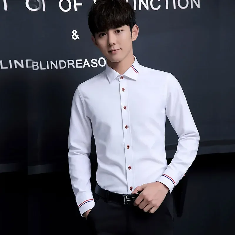 Nova Camisa Masculina Coreana  - Oxford Cotton Casual Shirt Business avaliação e preço