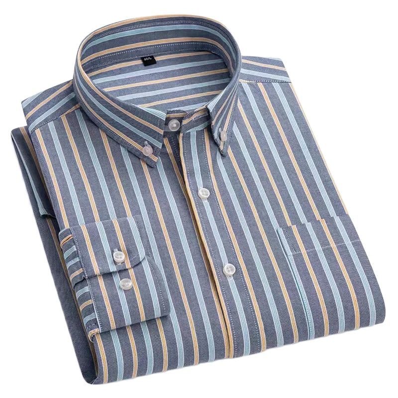 Camisa grande listrada/plaid 1 - Oxford Cotton Casual Shirt Business avaliação e preço