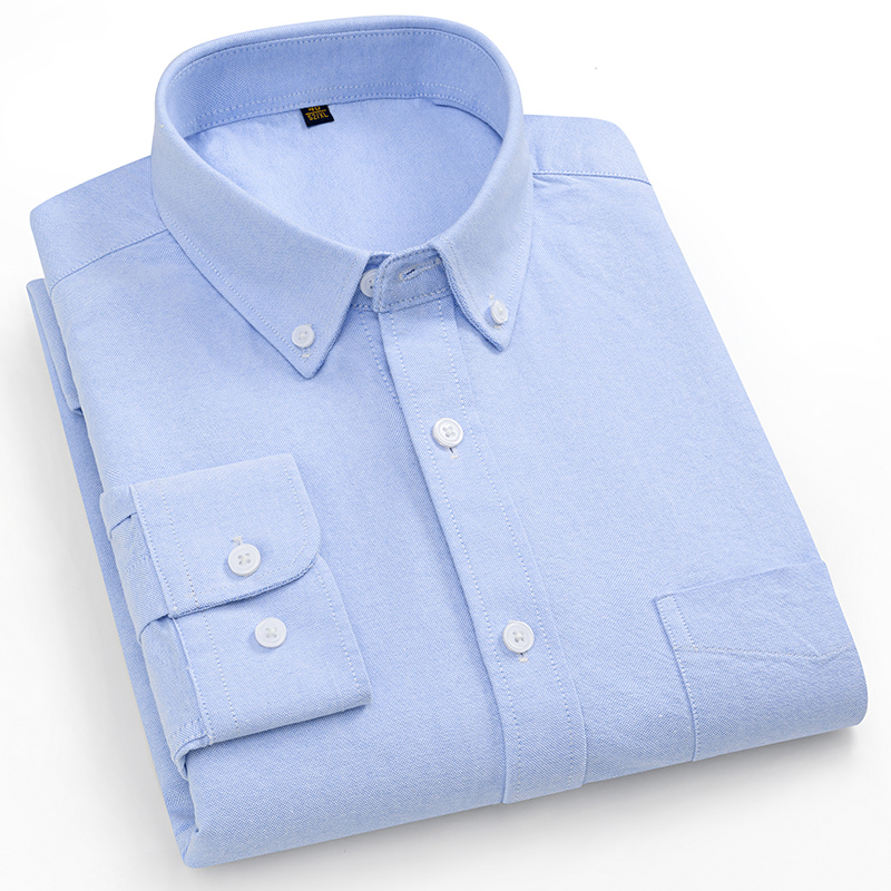 Camisa grande listrada/plaid 1 - Oxford Cotton Casual Shirt Business avaliação e preço