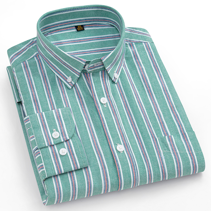 Camisa grande listrada/plaid 1 - Oxford Cotton Casual Shirt Business avaliação e preço