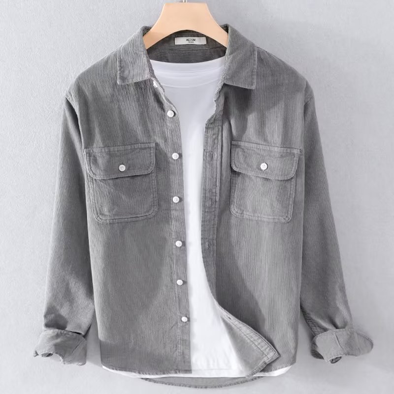 Camisa de veludo para homem, d - Corduroy Button Up Shirt Men avaliação e preço